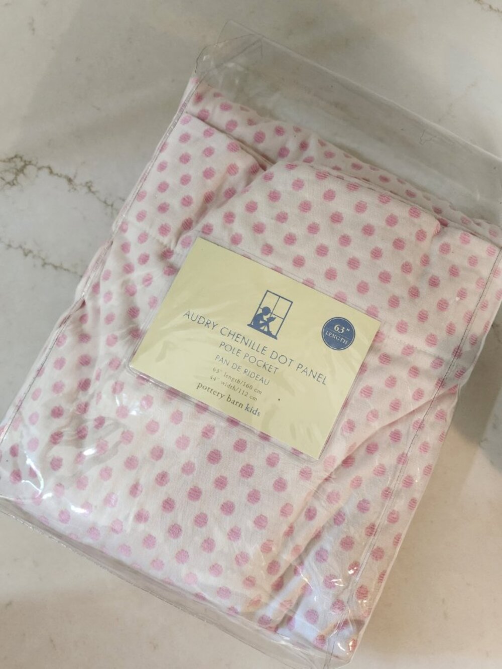 Pottery Barn Kids Pink Audry Chenille Dot Curtain Panel 63" OPEN PKG NEW - Picture 5 of 5